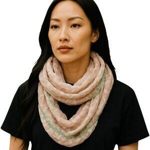 Vera Neumann Beige Green Infinity Scarf Boho Chic NWT